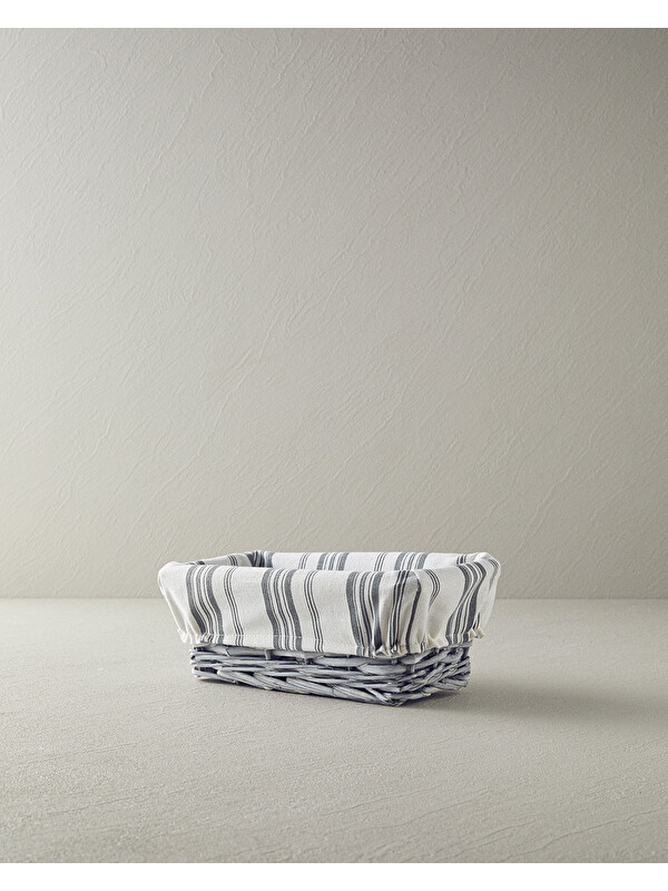 English Home Coastal Hasır Ekmek Sepeti 26x13 cm Gri