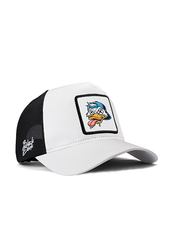 BlackBörk Ördek Logolu Beyaz-Siyah Trucker Şapka