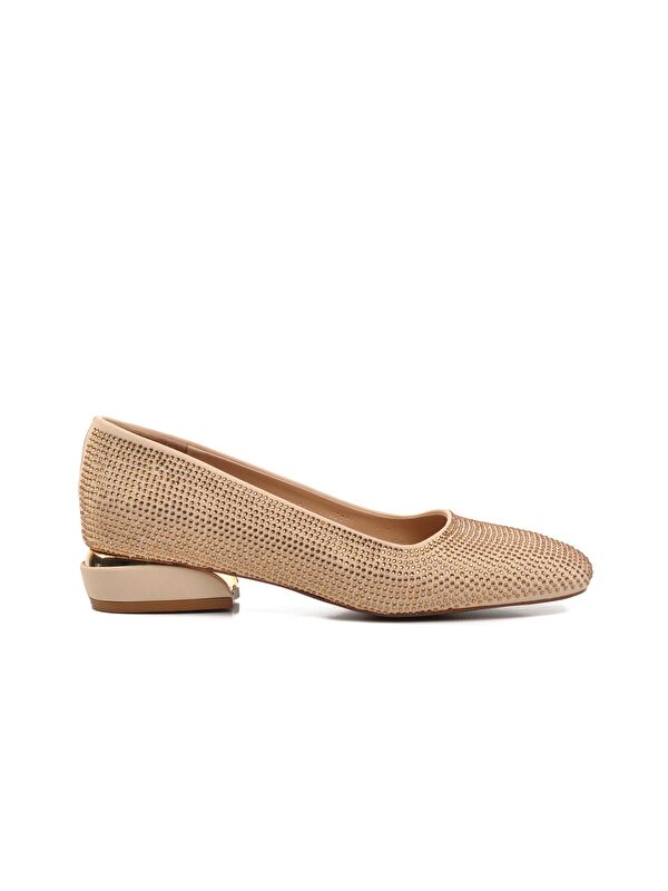 Bej Taşlı Kadın Abiye Ayakkabı K25D02 - Görsel 2