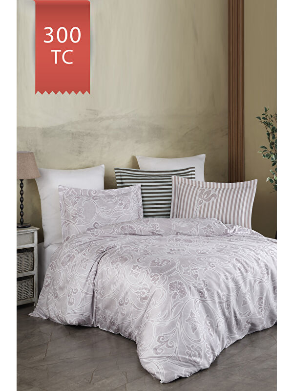 Varol Royal Saten Çift Kişilik 300TC Nevresim Takımı - GRİDA