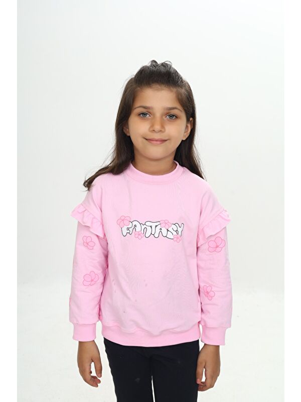 Toontoykids Kız Çocuk Fantasy Çiçek Baskılı Sweatshirt