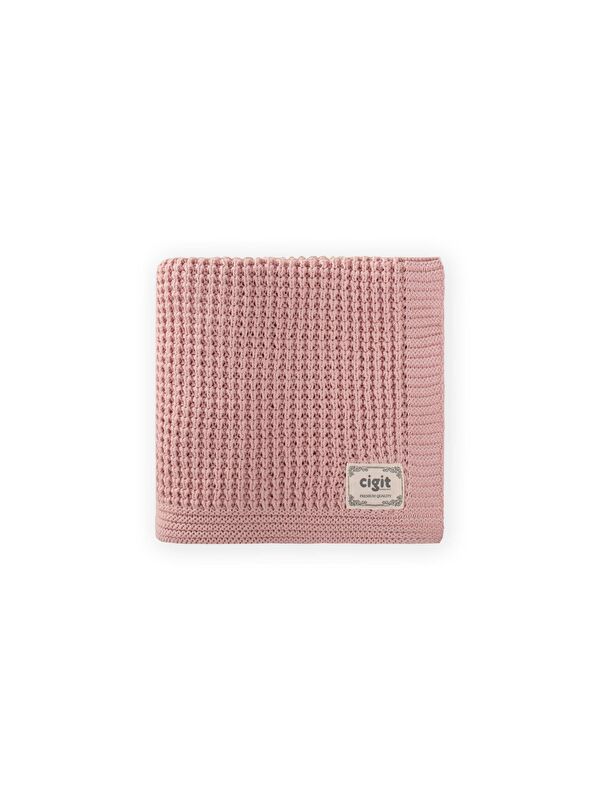 CİGİT Selanik Triko Battaniye 80X100 (+/-5 Cm ) Pudra Pembe