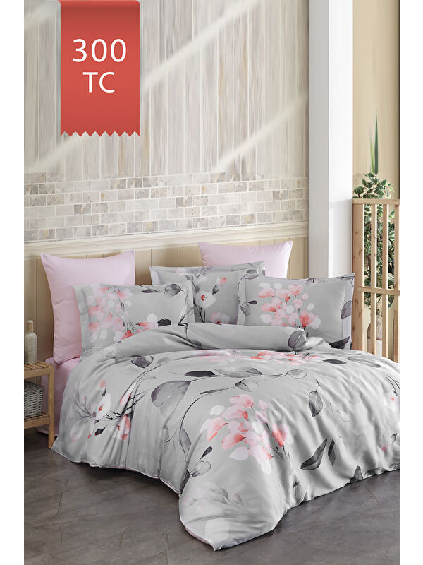 Varol Royal Saten 300TC Nevresim Takımı (Çift Nevresimli) Family Size - MARİA