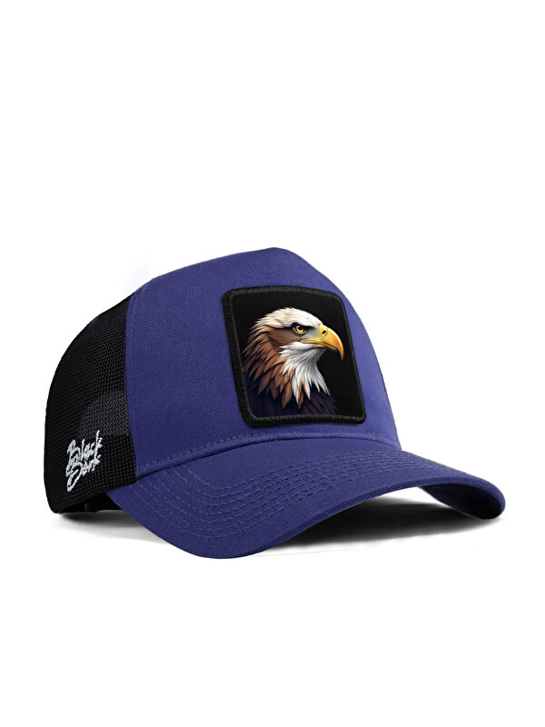 BlackBörk Kartal Logolu Siyah-Mavi Trucker Şapka