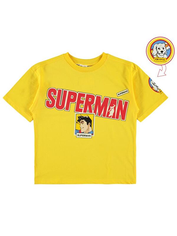 Superman Süperman Baskılı 6-9 Yaş Tişört - Sarı9-10 Yaş
