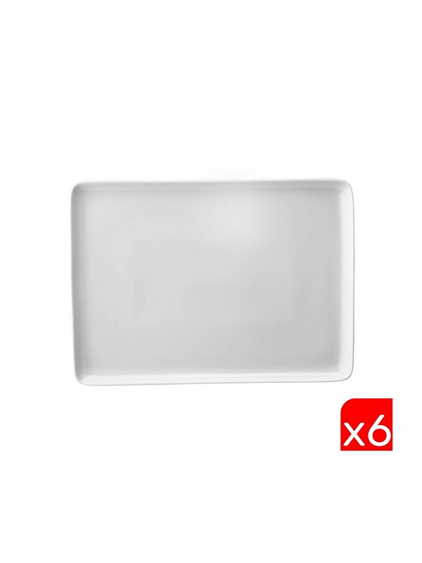 Kütahya Porselen Dikdörtgen Tabak Kırık Beyaz 18x13cm 6 lı TAN18X13DU00