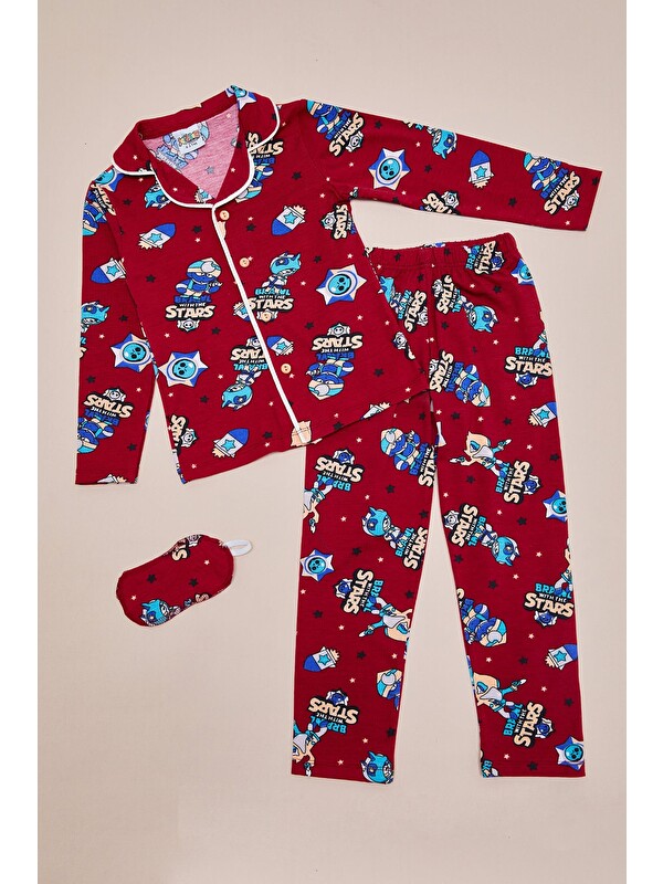 Fullamoda Kurdeleli Uyku Bantlı Kız Çocuk 3 Lü Pijama Takımı