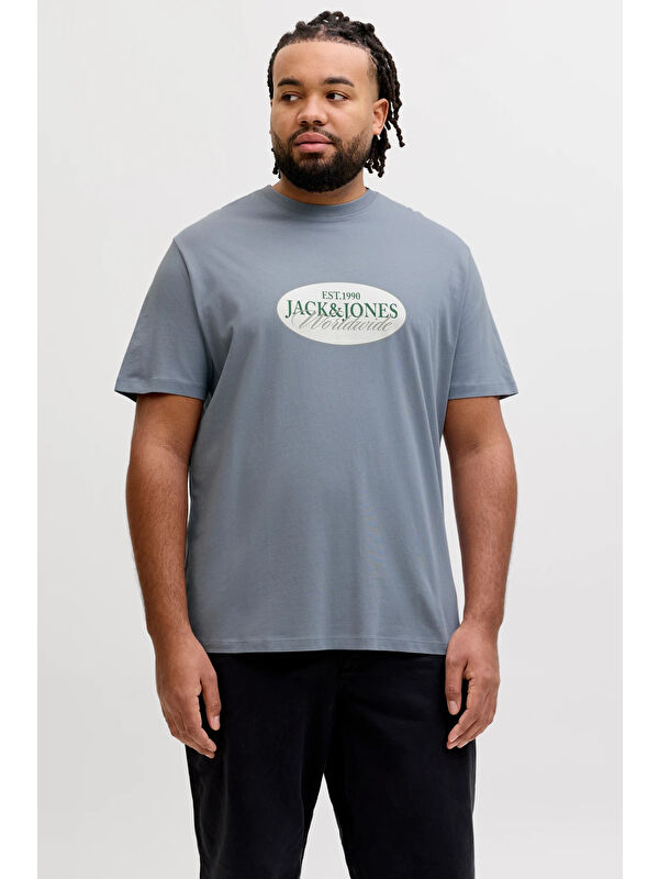 Jack & Jones Plus Büyük Beden % 100 Pamuk Regular Fit Logolu T Shirt 12298346