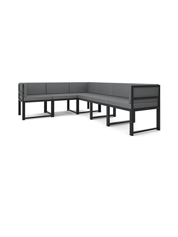 UPSTYLE Luno 6'lı L Köşe Koltuk Takımı | Keten, Metal Karkas, Yataklı, Sağ-Sol Modüler | Gri