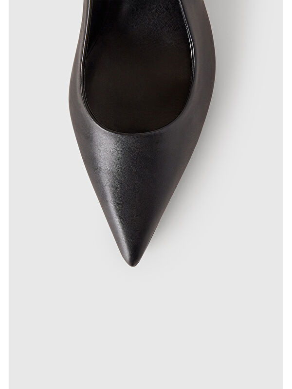 Kadın Siyah Arkası Açık Sivri Burun Topuklu Ayakkabı - Görsel 5