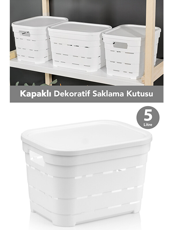Meleni Home Kapaklı Delikli Dekoratif Piramit Saklama Kutusu