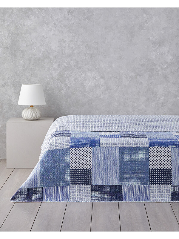 English Home Harlem Çift Kişilik Çok Amaçlı Örtü 200x220 cm Lacivert