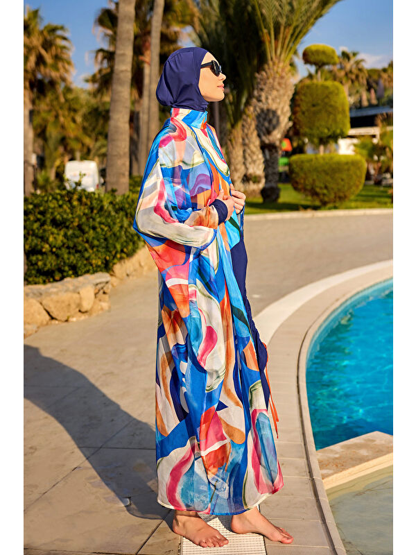 Marina Renkli Desenli İpeksi Kimono Pareo P2508