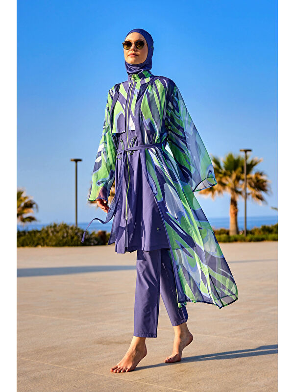 Marina Renkli Desenli Pareo Kaftan P2504