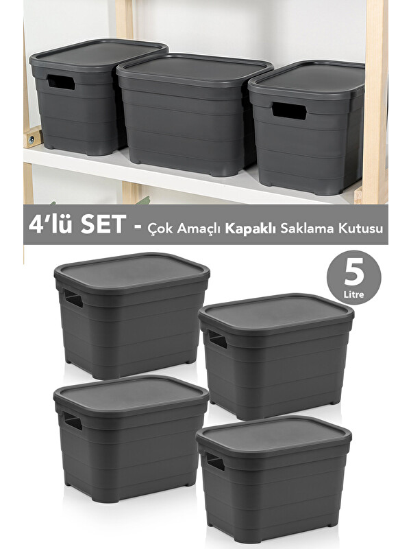 Meleni Home 4 Adet Kapaklı Dekoratif Piramit Saklama Kutusu