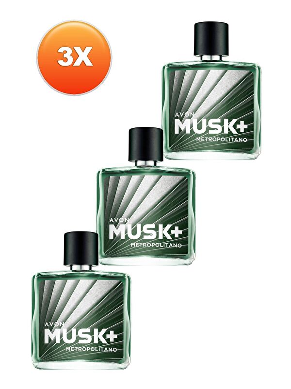 AVON Musk Metropolitano Erkek Parfüm Edt 75 Ml. Üçlü Set