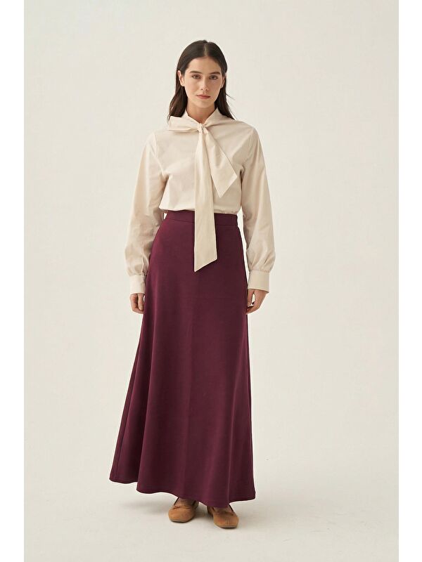 ALLDAY Bordo-Yumuşak Dokulu Çan Etek