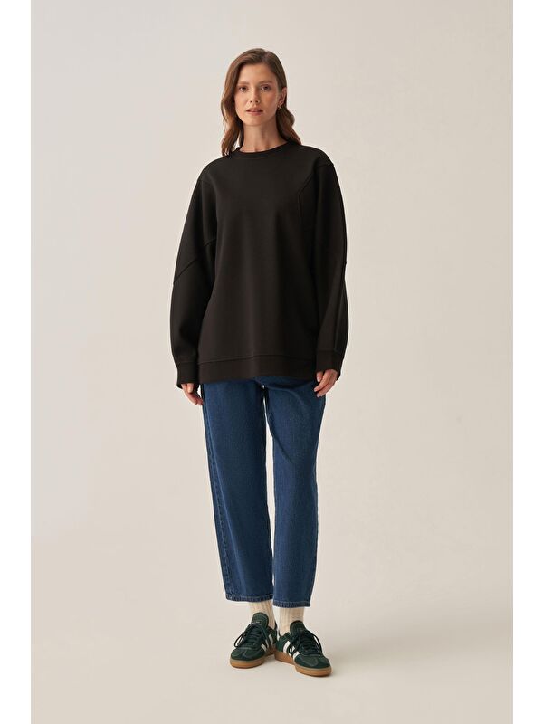 ALLDAY Siyah-Oversize İnterlok Sweat