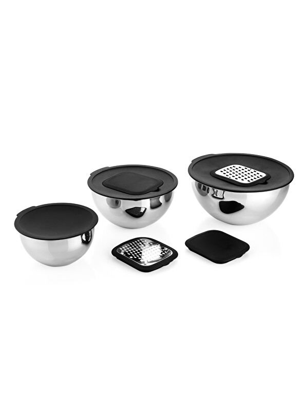 SCHAFER Lucas Çelik Karıştırma Kabı 16/20/24 Cm 10 Parça-Siyah