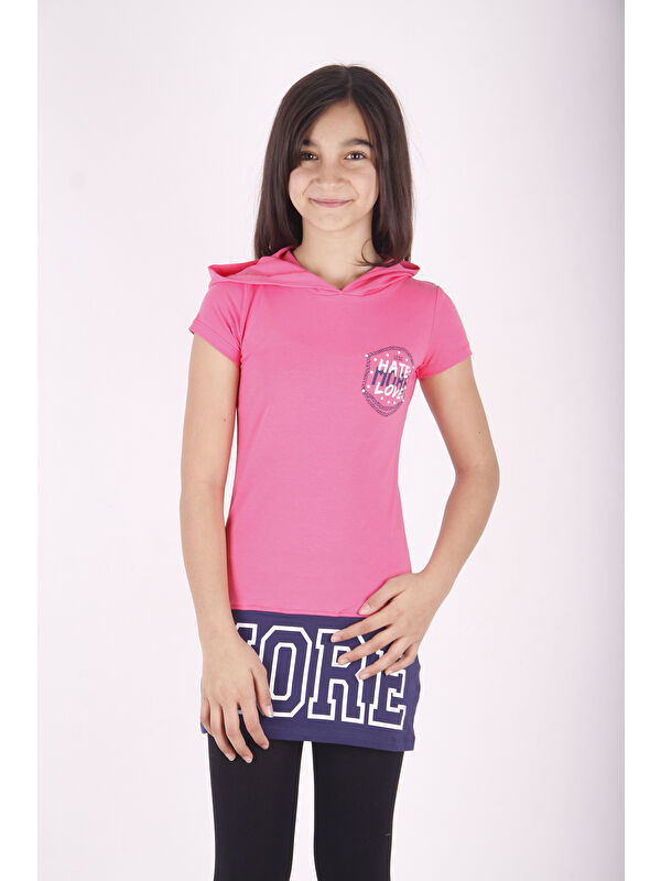 Toontoykids Kız Çocuk Kapüşonlu Baskılı Tişört