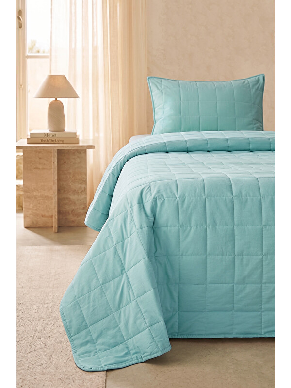 Ocean Home Textile %100 Pamuk Kumaş Kapitoneli Mint Çok Amaçlı Tek Kişilik Yatak Örtüsü Seti 1 Adet 180 x 230 / 1 Adet