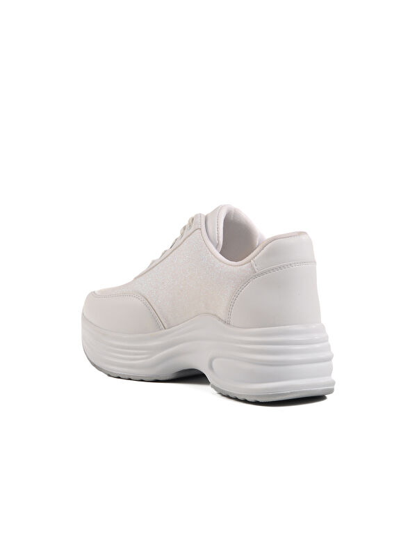 Beyaz Yüksek Taban Kadın Spor Ayakkabı 5016 Z - Görsel 5