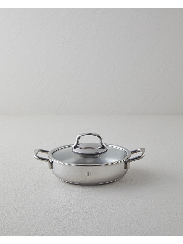 English Home Glow Çelik Cam Kapaklı Sahan 18x5 cm Silver
