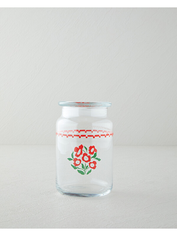 English Home Bright Parade Cam Kavanoz 880 ml Kırmızı - Beyaz