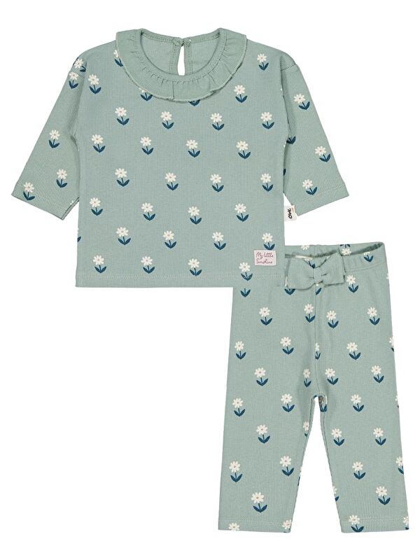 Civil Baby Çiçek Baskılı 6-18 Ay Takım - Yeşil 6-9 Ay