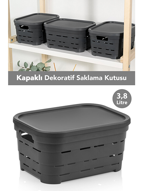 Meleni Home Kapaklı Delikli Dekoratif Piramit Saklama Kutusu