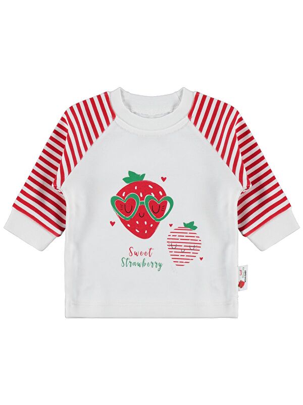 Nova Baby Çilek Kokulu Renglan Kol 1-9 Ay Sweatshirt - Ekru