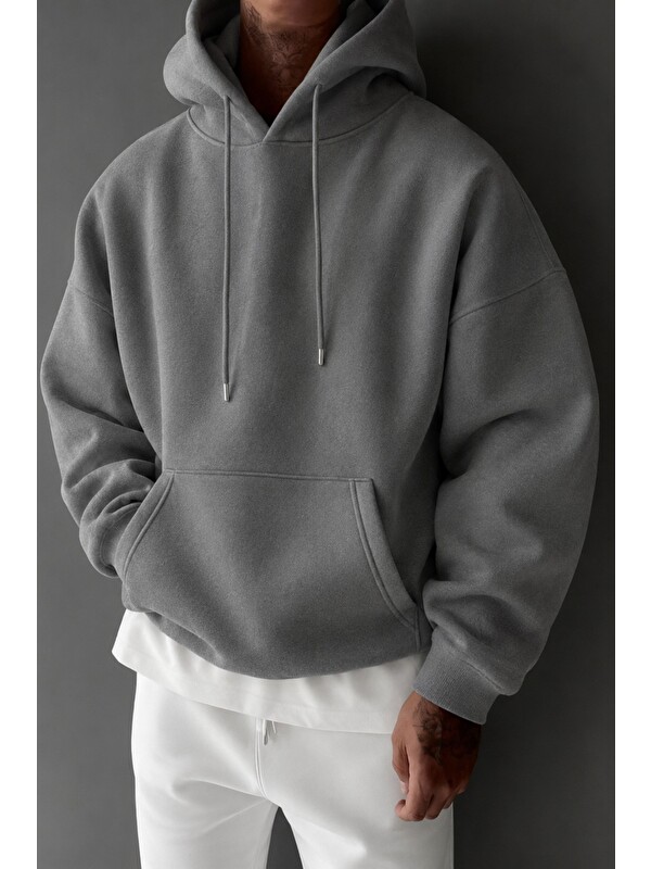 Tarz Cool Regular Kapüşonlu Sweatshirt Erkek Unisex 3 İplik Şardonlu %100 Pamuk Basic Hoodie