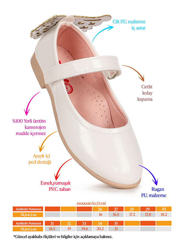 Friga Ayna Kelebek Cırtlı Kız Çocuk Babet Ayakkabı - Görsel 3