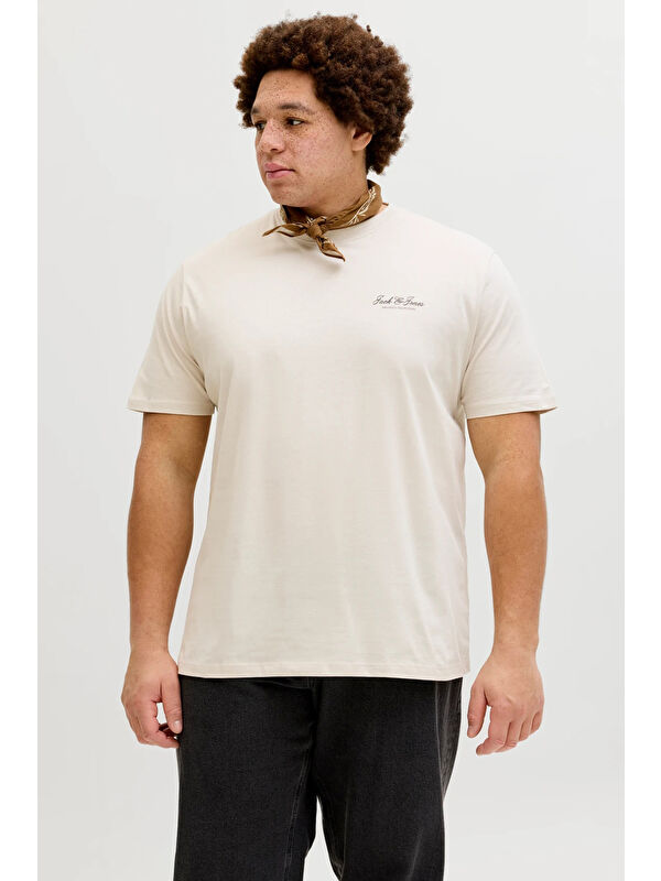 Jack & Jones Plus Büyük Beden Pamuklu Regular Fit Bisiklet Yaka T Shirt 12289683