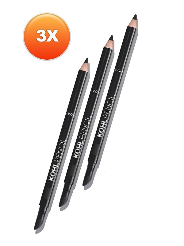 AVON Kohl Sünger Uçlu Suya Dayanıklı Göz Kalemi True Black Üçlü Set