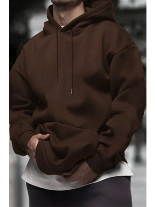 Tarz Cool Regular Kapüşonlu Sweatshirt Erkek Unisex 3 İplik Şardonlu %100 Pamuk Basic Hoodie