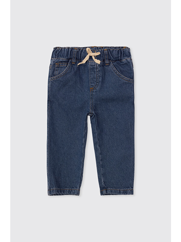 Panço Erkek Bebek Beli Lastikli Lacivert Jean Pantolon