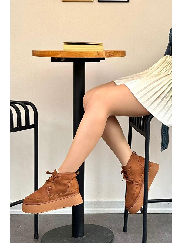 Danto Ultra Platform İçi Kürklü Kalın Taban Bağcıklı Rahat Bot - Görsel 3