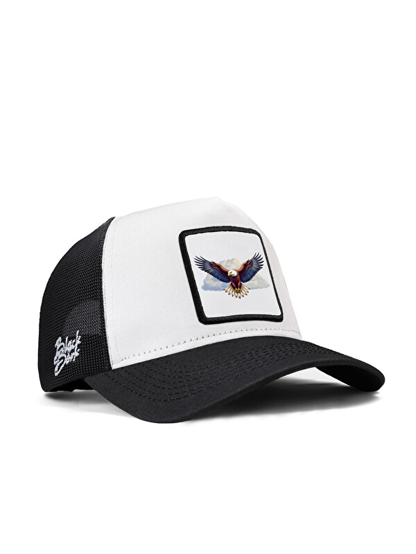 BlackBörk Kartal Logolu Siyah-Beyaz Trucker Şapka