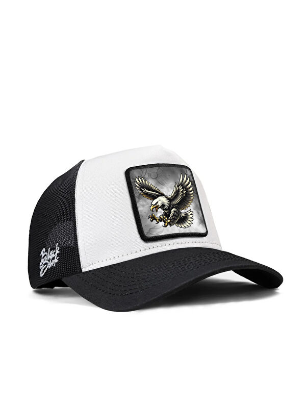 BlackBörk Kartal Logolu Siyah-Beyaz Trucker Şapka