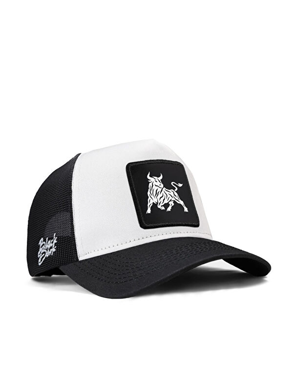 BlackBörk Boğa Logolu Siyah-Beyaz Trucker Şapka