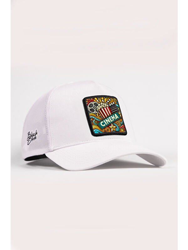 BlackBörk Sinema Logolu Beyaz Trucker Şapka