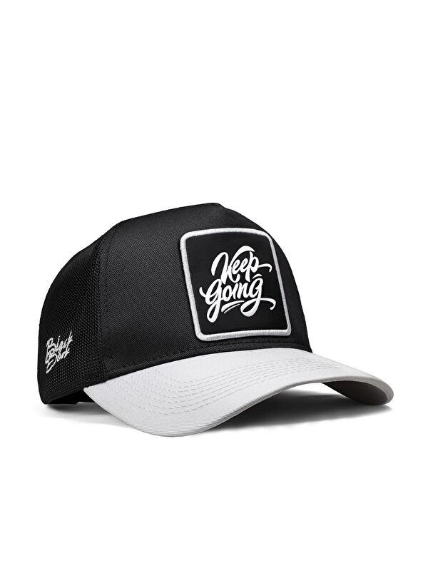 BlackBörk Keep Going Logolu Beyaz-Siyah Trucker Şapka