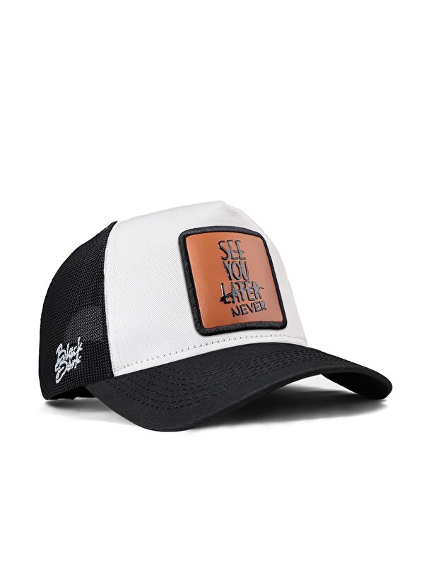 BlackBörk See You Later Never Logolu Siyah-Beyaz Trucker Şapka