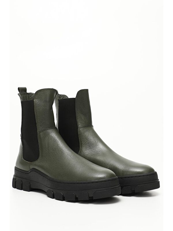 HAKİ Hakiki Deri Yuvarlak Burun Kadın Günlük Chelsea Bot 52411 - Görsel 3