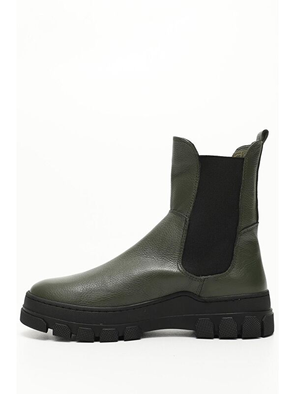 HAKİ Hakiki Deri Yuvarlak Burun Kadın Günlük Chelsea Bot 52411 - Görsel 4