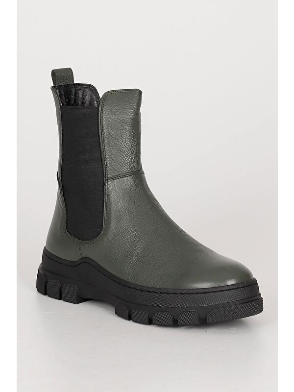 HAKİ Hakiki Deri Yuvarlak Burun Kadın Günlük Chelsea Bot 52411 - Görsel 6