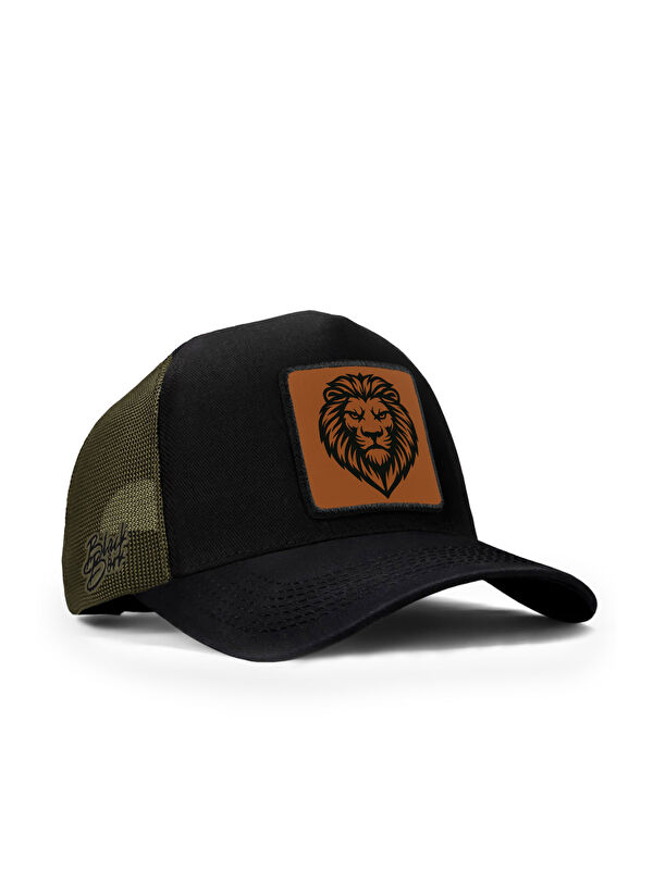 BlackBörk Aslan Logolu Siyah-Haki Trucker Şapka