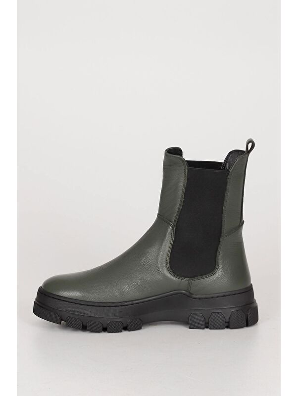 HAKİ Hakiki Deri Yuvarlak Burun Kadın Günlük Chelsea Bot 52411 - Görsel 7