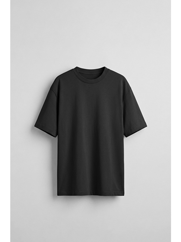 Abluka Online Erkek Oversize Basic Yumuşak Dokulu Rahat T-Shirt Siyah